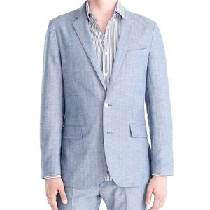 J.Crew Ludlow Blazer, light blue striped, cotton 36s